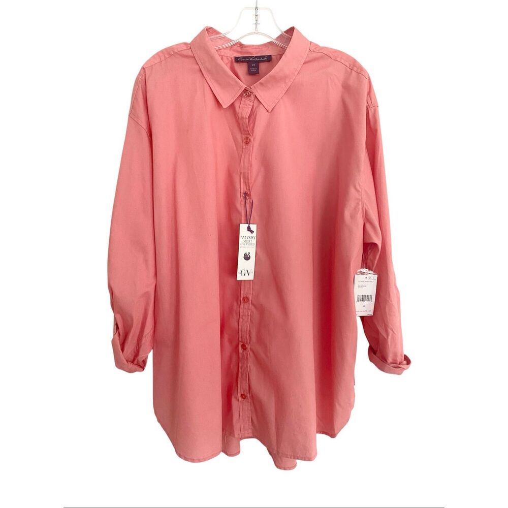Gloria Vanderbilt Pink Button Down Shirt 100% Cotton Sz 2X. NWT